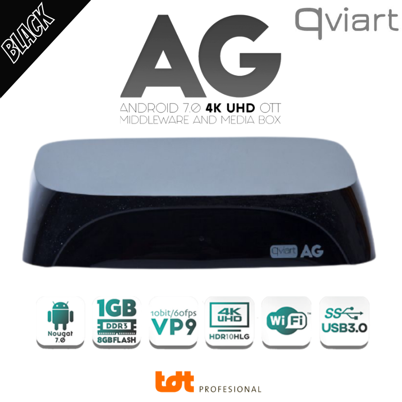 Receptor OTT IPTV 4K UHD Qviart AG Android 7 WiFi BLANCO TDTprofesional