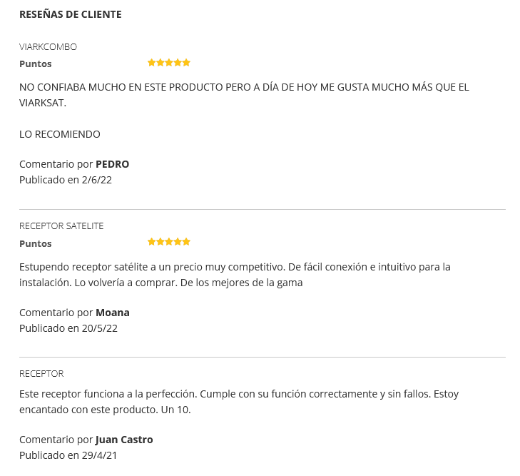 Opiniones sobre receptor VIARK COMBO de clientes de TDTprofesional