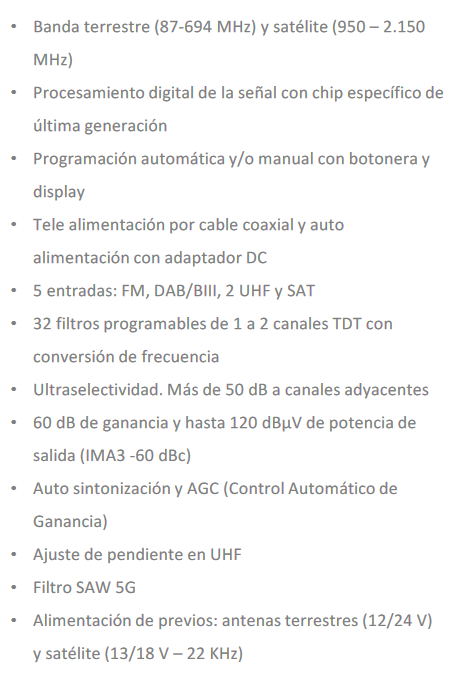 Características Central Programable TacPlus Tecatel