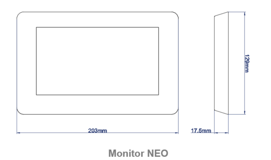 Medidas Monitor NEO de Videoportero IP NEO de