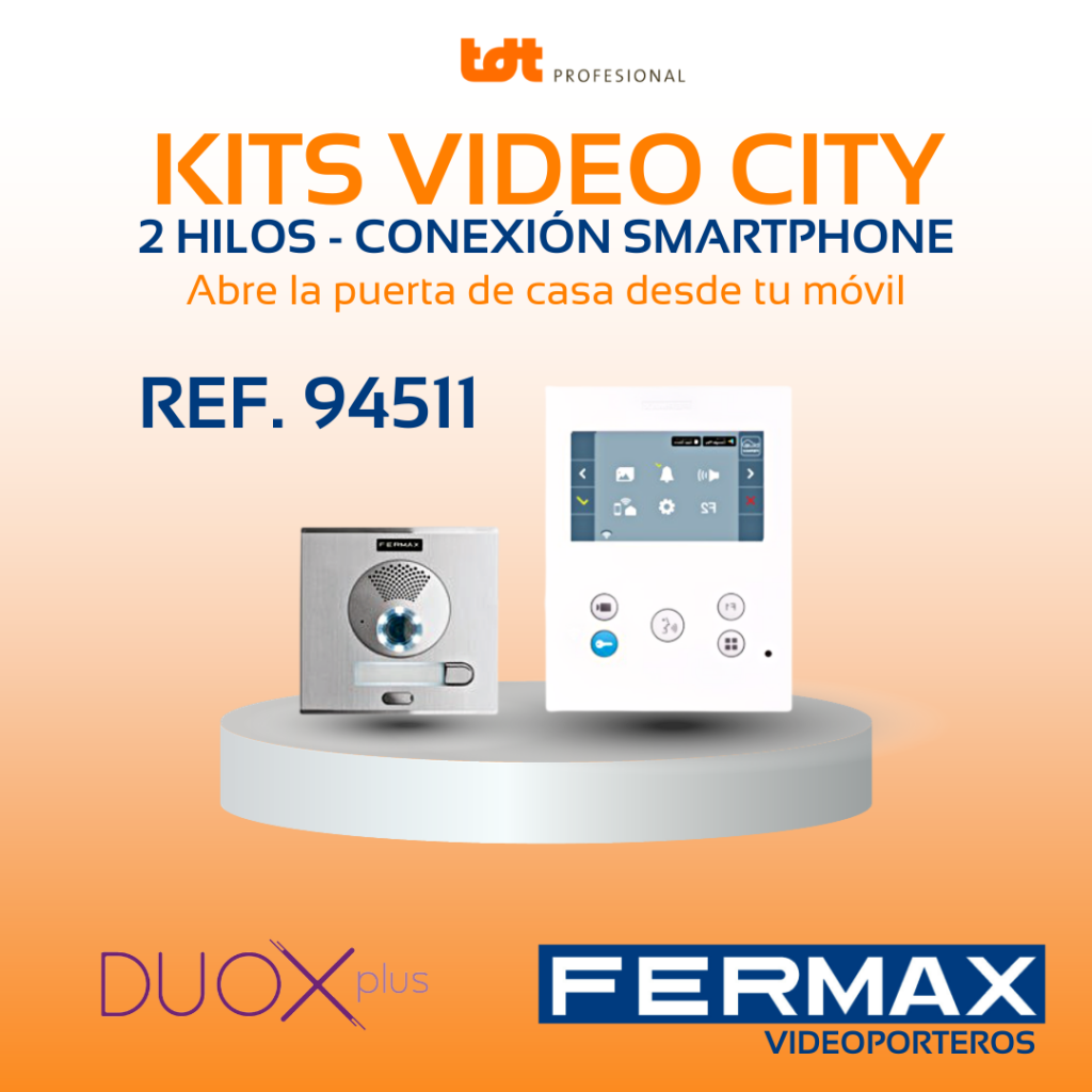 Kit Videoportero Fermax Conexión Smartphone DUOX 2 hilos control remoto 94511 app Blue Fermax