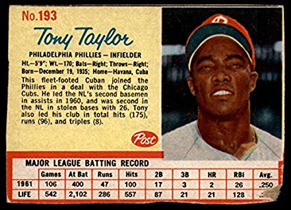 Tony Taylor bateador de los Philadelphia Phillies