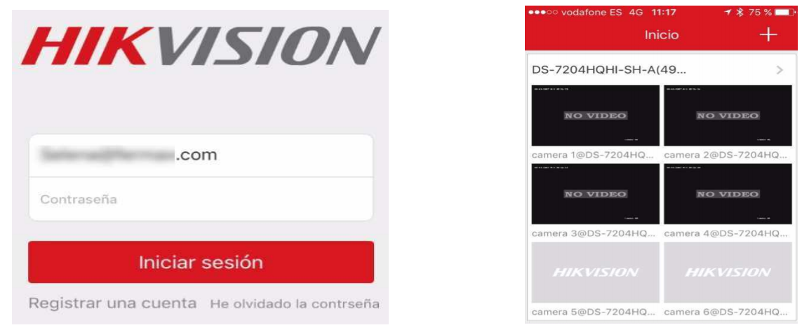 Acceso a App Hik-Connect para ver la grabación de una cámara HIKVISION desde el móvil