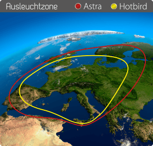 Satélites que dan señal a la antena para camping de Megasat