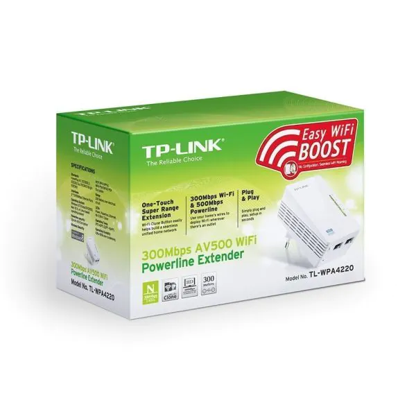 TL WPA4220 Powerline WiFi AV500 300 Mbps PLC Extender from TP Link