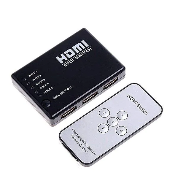 HDMI selector with 5 inputs and 1 output with remote control