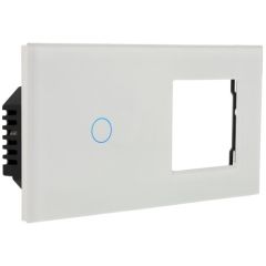 Kit with Double Panel and Switch 1 Button/1 Hole White by A-SMARTHOME
