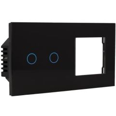 Kit with Panel and Frame and Switch 2 Black Buttons by A-SMARTHOME