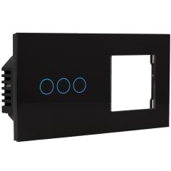 Kit with Panel and Frame and Switch 3 Buttons Black by A-SMARTHOME
