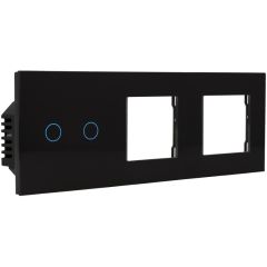 Kit with Triple Panel and Double Frame and 2 Black Button Switch by A-SMARTHOME