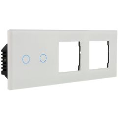 Kit with Triple Panel and Double Frame and 2 White Button Switch by A-SMARTHOME