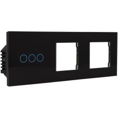 Kit with Triple Panel and Double Frame and 3 Button Black Switch by A-SMARTHOME