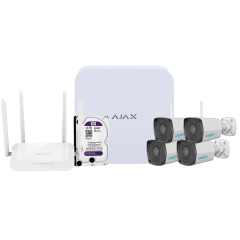 Video Surveillance Kit: 108-W Recorder + 4 Bullet Cameras + 4-Port WiFi Router + 1T Ajax Hard Drive