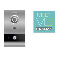 Kit de videoportero Fermax con placa Milo 1L 9533, caja para empotrar y alimentador. Incluye licencia Meet Me
