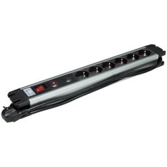 6 schukos power strip for 19 "rack with switch