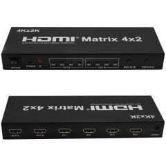 HDMI Matrix with 4 inputs and 2 outputs with remote