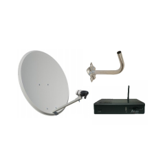 Satellite Dish Kit with LNB and Support + Cristor Atlas Receiver