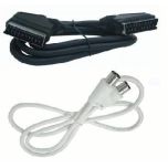 Kit de cables para receptor de televisión: cable euroconector y cable coaxial. 