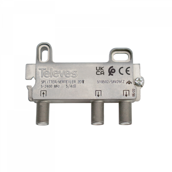 Televes DTT and SAT 2 Outputs Splitter with 4 dB F Connector