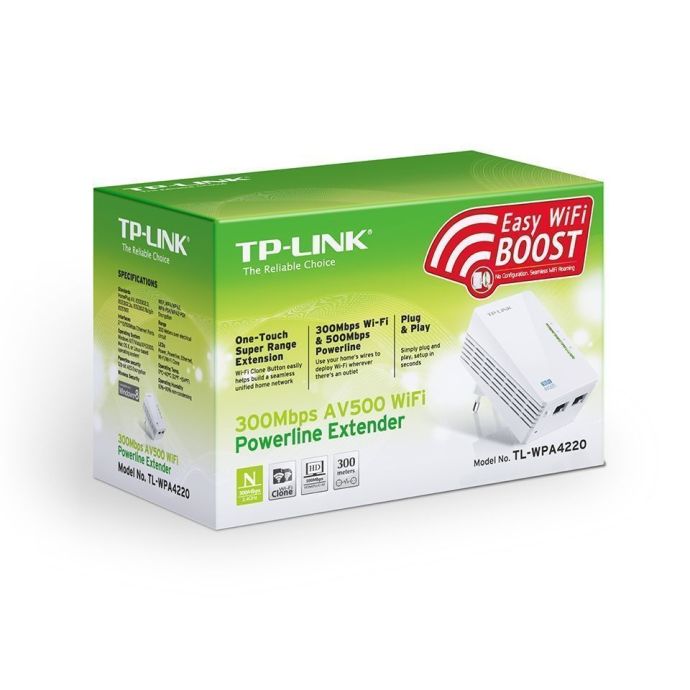 TL-WPA4220 Powerline WiFi AV500 300 Mbps PLC Extender from TP-Link