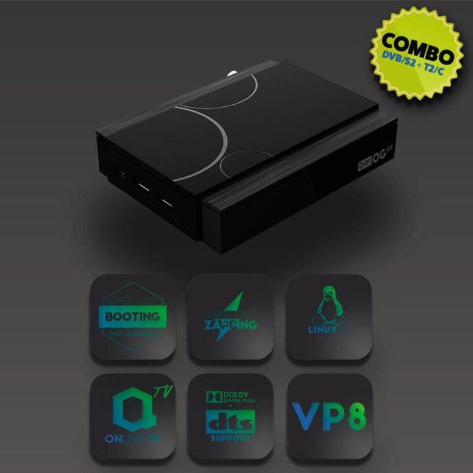 Combo IPTV OTT Qviart OG Co Receiver Full HD 1080p Linux