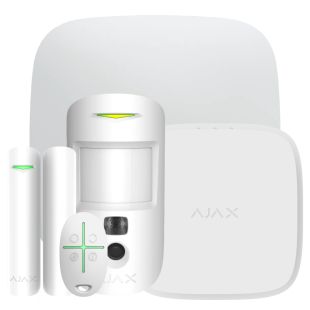 Kit Alarma Profesional Básico Hub2+PIRCAM+DoorProtect+Mando+Fireproect2 Blanco de Ajax