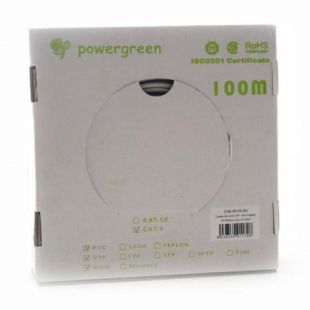 Powergreen CAT6 Indoor Rigid UTP Cable, 100m Reel, Grey