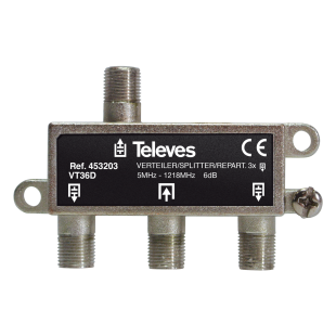 Repartidor 5-1218Mhz F 3D 6dB Docsis 3.1 Televes 453203