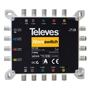 Derivador NevoSwitch Televes 714902 5 entradas 15dB 5x5x5