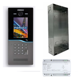 Kit Placa + Caja de Empotrar Cora + Alimentador de Fermax