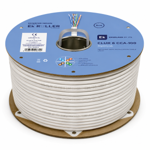 Cable U/UTP CAT6 Interior Blanco CCA CPR Eca en Bobina de 100m de EK