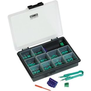 Maletín de configuración Tegui TEG3501K con puentes numerados del 0 al 9 para sistemas de portero electrónico con herramientas de programación incluida
