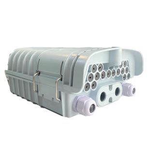 GTLAN 35GTCE8SF outdoor fiber optic box with 1:8 SC/APC splitter. Outdoor use, wall mounting, ready for FTTH distribution with splitter cassette.