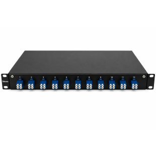 19" 1U Sliding FO Tray with 12 LC/UPC Duplex Ports and 24 Pigtails Televes