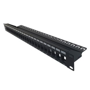 Panel para Rack Vacío 19'' 1U, Hasta 24 Conectores con Bandeja Posterior de Gtlan