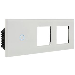 Kit con Panel Triple y Marco Doble e Interruptor 1 Botón Blanco de A-SMARTHOME