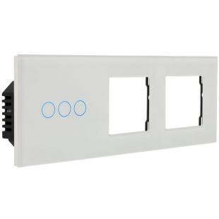 Kit con Panel Triple y Marco Doble e Interruptor 3 Botones Blanco de A-SMARTHOME