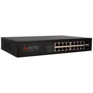 Switch 16 Puertos 1Gb POE y 2 Uplink 1 Gb Enracable de A-CCTV