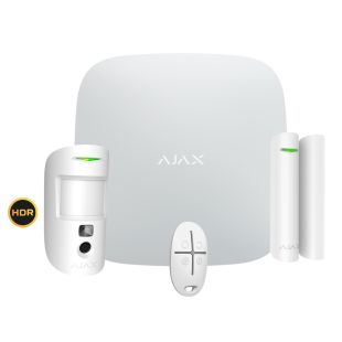 Kit Alarma Profesional Ajax HUB2+PIRCAM HDR+ Mando+Doorprotect Blanco de Ajax