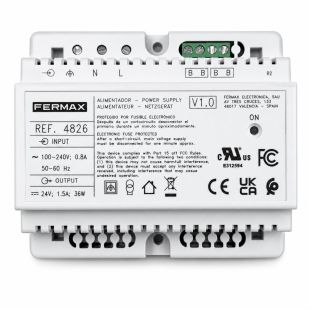 Alimentador DIN6 + Filtro 24Vdc 1.5A Fermax FER4826 para sistemas de videoportero DUOX PLUS