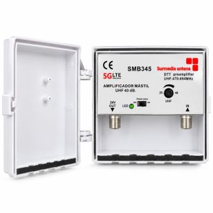 Amplificador de mástil Surmedia SMB345 UHF 40dB LTE 5G para TDT