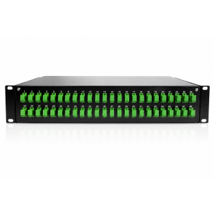 19'' 2U Sliding Fiber Optic Tray with 48 SC Simplex Ports and 48 SC/APC Pigtails by Televes