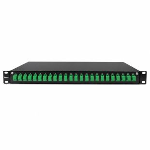 Bandeja FO Televes TEL533252 19 pulgadas 1U con 24 adaptadores SCAPC Símplex y 24 pigtails SCAPC monomodo.