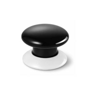 Botón universal inalámbrico Nice Push-Control negro con base blanca para activar escenas domóticas mediante Z-Wave.