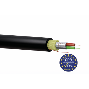 Cable 2 Fibras Monomodo 600µm Armado Negro DCA LSZH en Bobina 1Km de Keynet