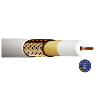 Cable coaxial Cu/CCA 1.13 mm CPR DCA Blanco Bobina de 250m de EK