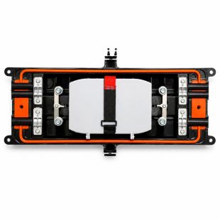 Caja de empalme de fibra óptica GTLAN GTL35TFO12 tipo torpedo horizontal IP68 para instalaciones FTTH aéreas con capacidad hasta 96 empalmes.