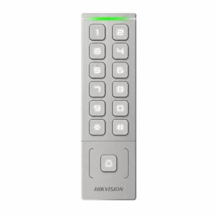 Control de Acceso Exterior Tarjeta MF y PIN Hikvision DS-K1T809MX(O-STD) IP65 con lector MIFARE y teclado numérico