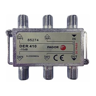 Derivador Fagor DER 410 de 4 salidas FI SAT con conector F y atenuación de 10 dB