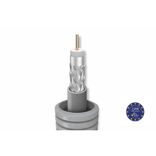 Cable Coaxial Interior Gris Cu/Al DCA LSFH en Tubo Corrugado 20mm en bobina de 125m de Televes